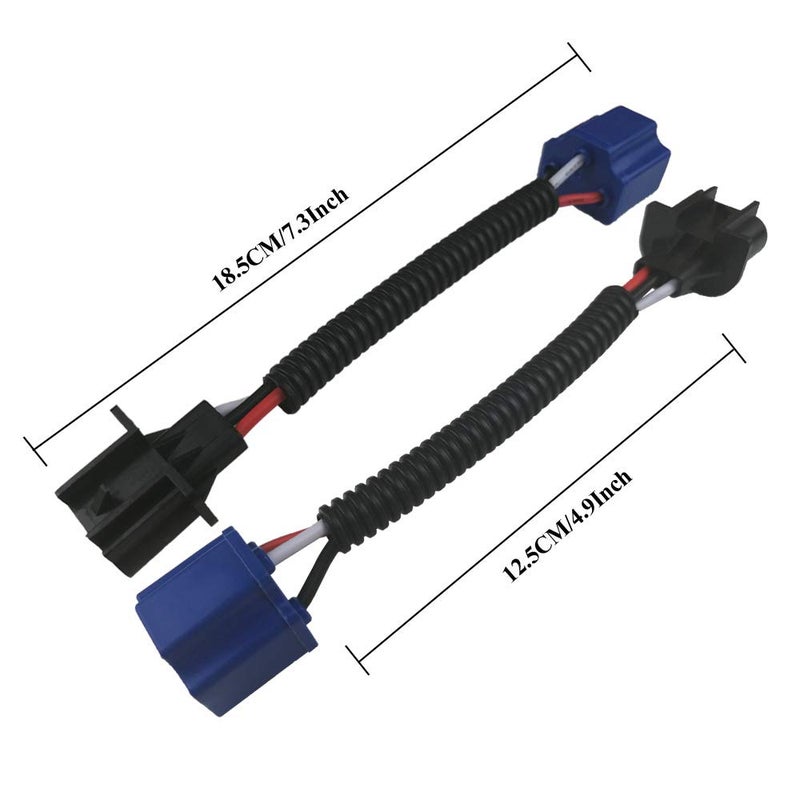 Audak 2 Pcs H13 9008 Male to H4 9003 Female Wiring Harness Adapters for Headlights or Fog Lights - Image 2